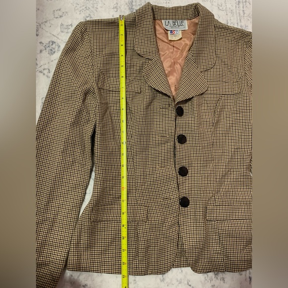 Vintage La Belle Women's Tan Houndstooth Blazer Jacket 3. J2 - Picture 5 of 14